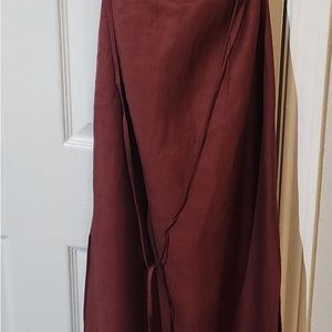 H by Halston Red Asymmetrical Wrap Maxi Dress